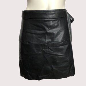 Twenty To Seven Black Vegan Leather Wrap Mini Skirt Size Large